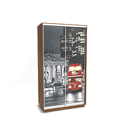 Шкаф-купе «Леон 2» с фотопечатью на стекле «Лондон» двухдверный 1200 стирлинг